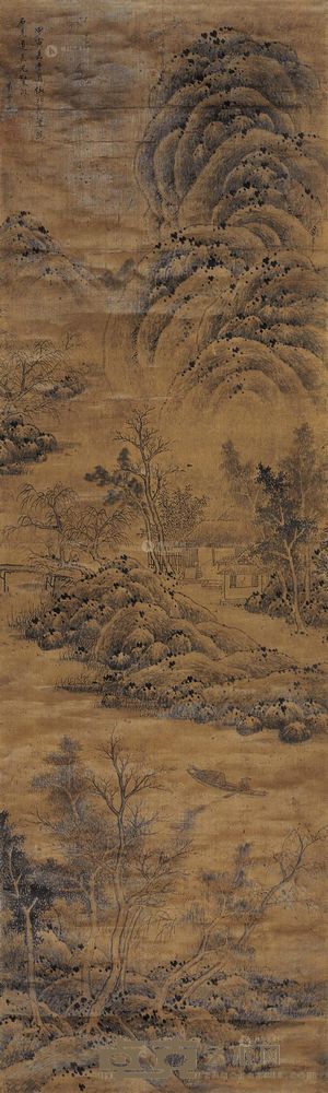 曹岳 1674年作 仿北苑山水 立轴 156×46.5cm