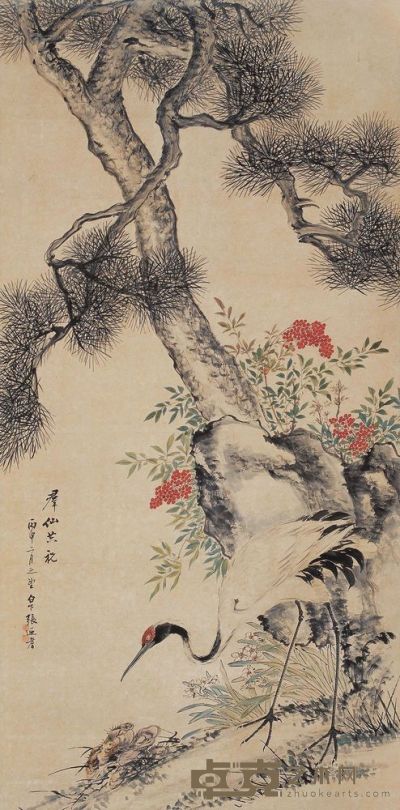 张乃耆 1836年作 群仙共祝 立轴 178×88cm