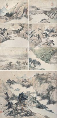 张之万 1874年作 山水 册 （八开）