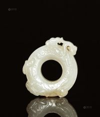 清中期 白玉螭龙环