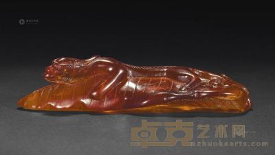 民国 琥珀螭龙笔架 长11cm