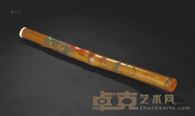 民国 漆雕瓜果竹香筒 长34cm