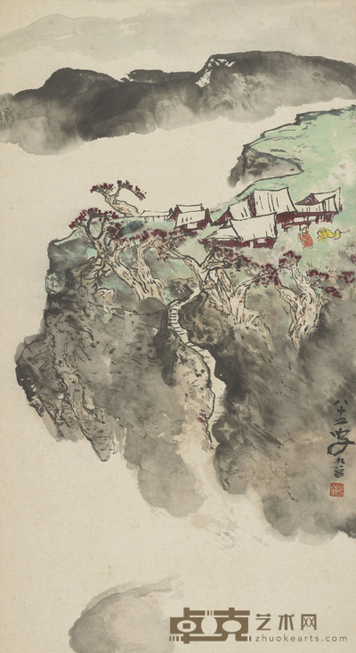 李琼久 山水 150×45cm