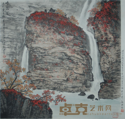 魏紫熙 鸣泉图 68×68cm