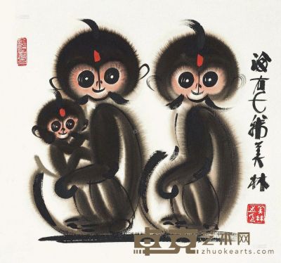 韩美林 猴 34.5×38cm