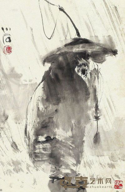 傅小石 渔翁 45×29cm