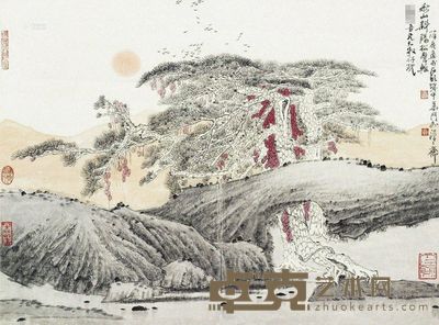 薛亮 秋山斜阳松声轻 54.5×40.5cm
