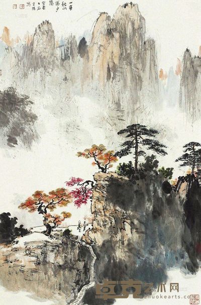 傅二石 秋山斜阳 35×68cm