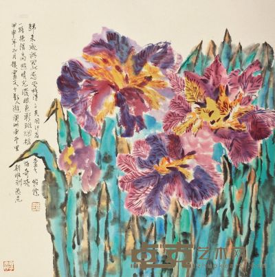 郭怡孮 2004年作 花卉 立轴 68×68cm