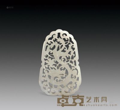 清早期白玉镂空雕玉牌 高5.5cm