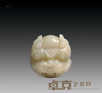 民国青白玉玉带扣 长5cm