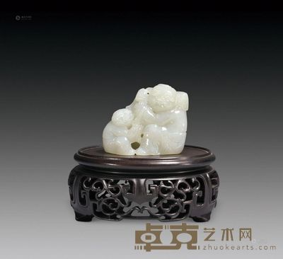 和田玉和合二仙把件 高5cm