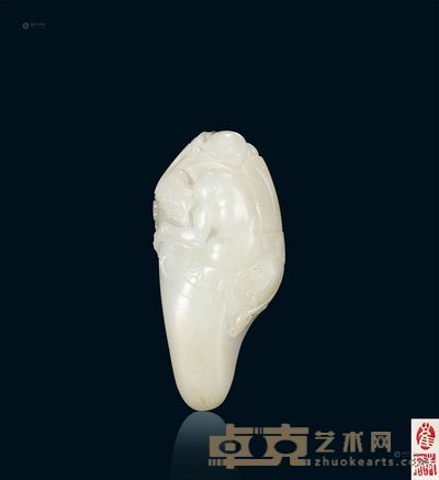 崔磊 白玉望子成龙把件 高11.5cm