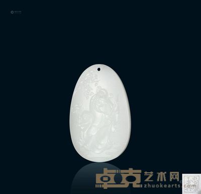 忠荣玉典 白玉升官图 高6cm