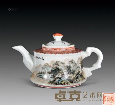 邹国均 浅绛彩茶壶 高8.5cm