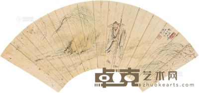陈士侃 1902年作 人物 扇面 17.5×53.5cm