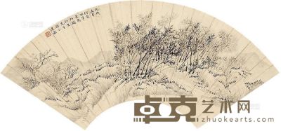 张逢源 1886年作 山水 扇面 18.5×51cm