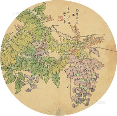 桂月芳 1903年作 花卉 扇面