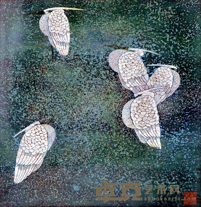 苏国伟 白鹭（漆画） 40×40cm约1.4平尺