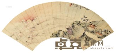 范淳 1807年作 海天落日 扇页 16.5×51cm