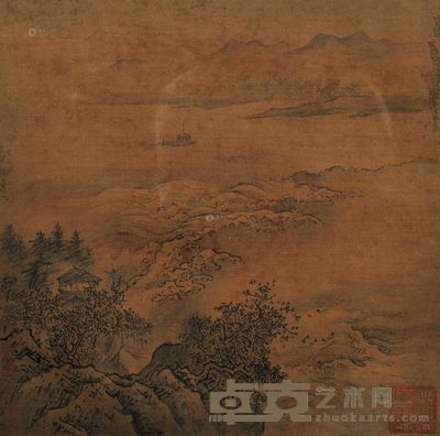 佚名 远山归棹图 镜心 35×35cm