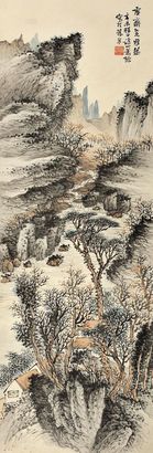 萧逊 1931年作 小河流水人家 立轴