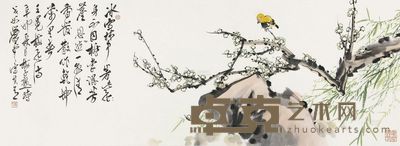 萧平 2011年作 岁寒三友图 镜片 135×50cm