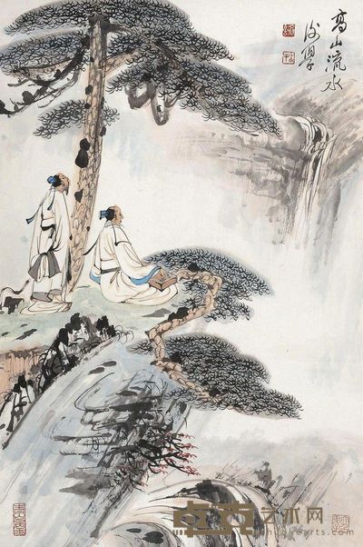 谢伯子 高山流水 立轴 68×45.5cm