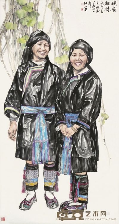 王利军 2006年作 侗家姐妹 镜片 177×94cm