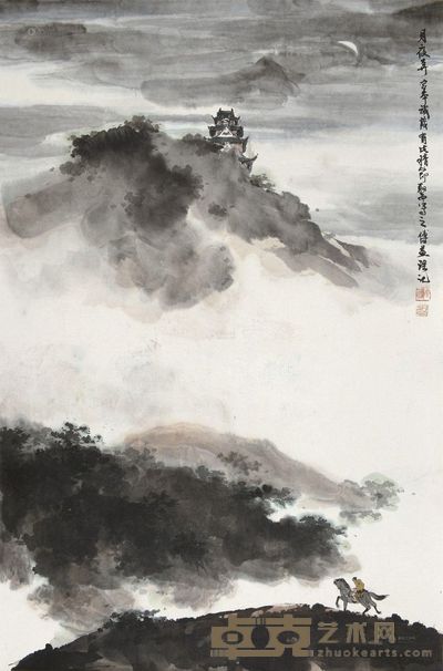 傅益瑶 月夜奔 立轴 68×45cm