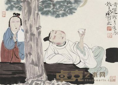 徐乐乐 1988年作 青莲对月 拓纸 29.5×40cm