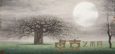 薛亮 2008年作 意中天地 镜框 33×69cm