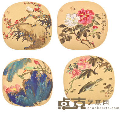 萧平 花鸟四幅 D32cm 约 1 平尺 /幅