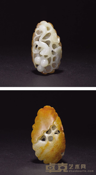 清“松鼠葡萄”佩 7×6cm