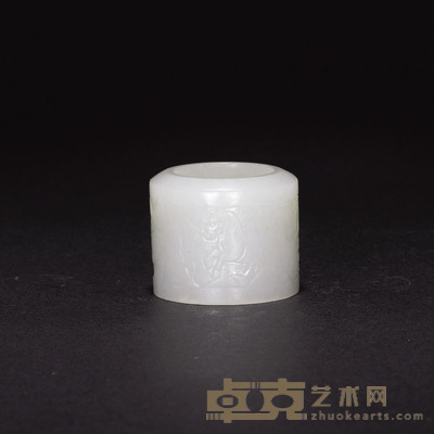 清八骏图白玉扳指 3×2.5cm