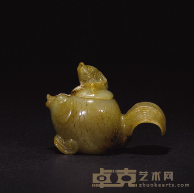 民国玉鱼水 高5.3cm