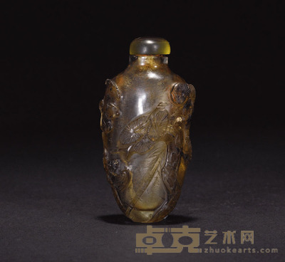 清茶晶鼻烟壶 高7.2cm