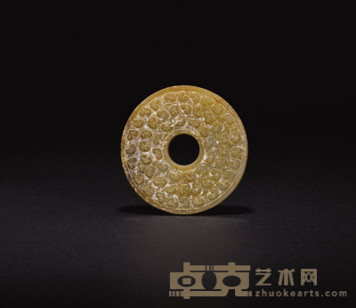 战国朵云纹白玉剑首 4.8×0.5cm