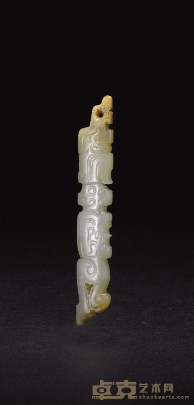 西周人龙形玉勒 8.8×1.2cm