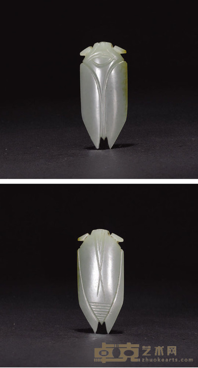 汉青白玉八刀蝉 5.6×0.5cm
