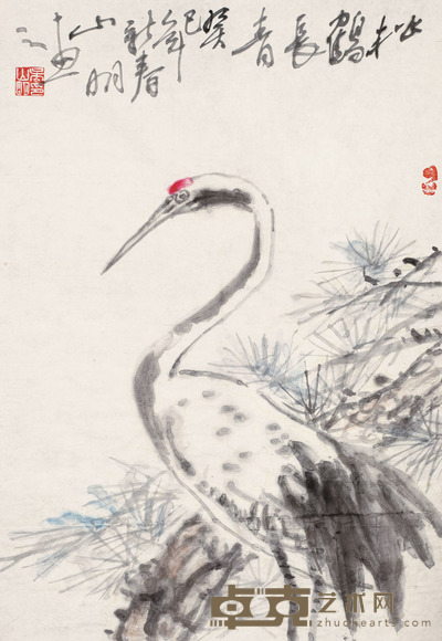 吴山明 松鹤长青图 68x48
