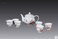 1962年作 陶瓷研究所 中南海怀仁堂定制粉彩茶具 （一组七件）