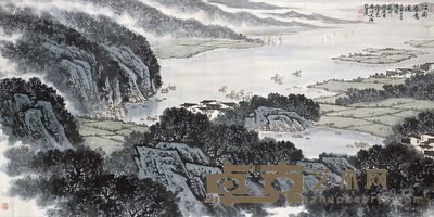 宋文治 1985年作 江南春意浓 镜片 69×136.5cm