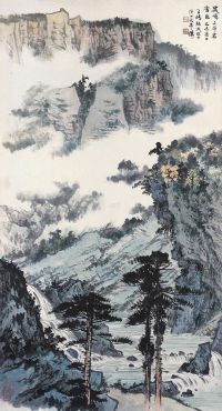 张守成 1979年作 山水图 镜片