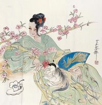 杨春华 2005年作 梅花仕女图 镜芯