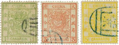 1883年大龙厚纸邮票旧三全