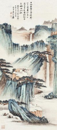 张大千 甲戌（1934）年作 观瀑图 镜片