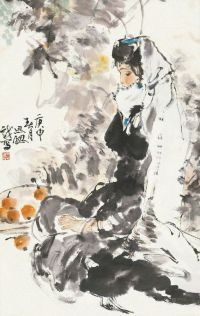 周思聪 庚申（1980）年作 维吾尔族少女 镜片