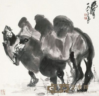 黄胄 1986年作 骆驼 立轴 66×68cm