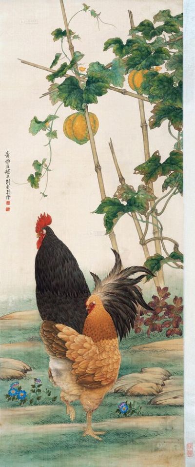 刘奎龄 乙酉（1945）年作 双吉图 立轴
